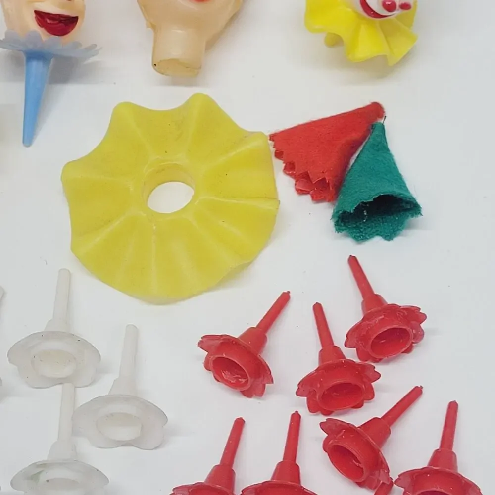 Vintage Circus Theme Cake Toppers Cupcake Picks Clowns Flower Candle Holder Lot